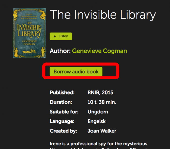 The Invisible Libraryの書誌詳細画面